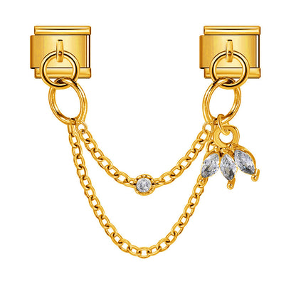 Double Hook Heart Pendant Stainless Steel Italian Charm Links