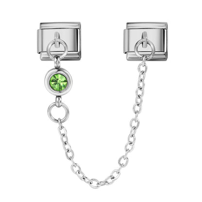 Double hook 12 birthstone Italian module bracelet, creative DIY elastic splicing stainless steel strap chain