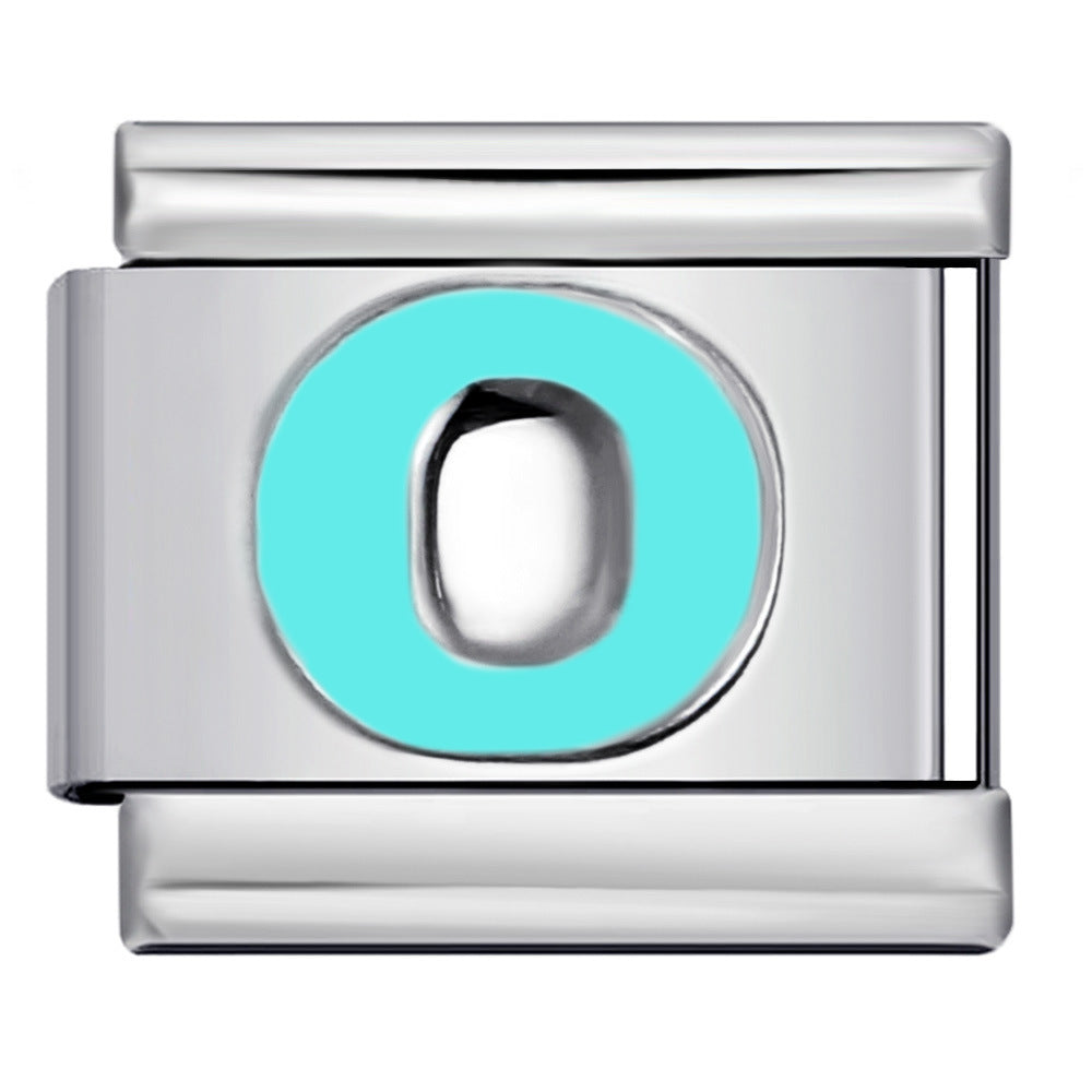 Sky Blue Letter Italian Charm Stainless Steel DIY Charms
