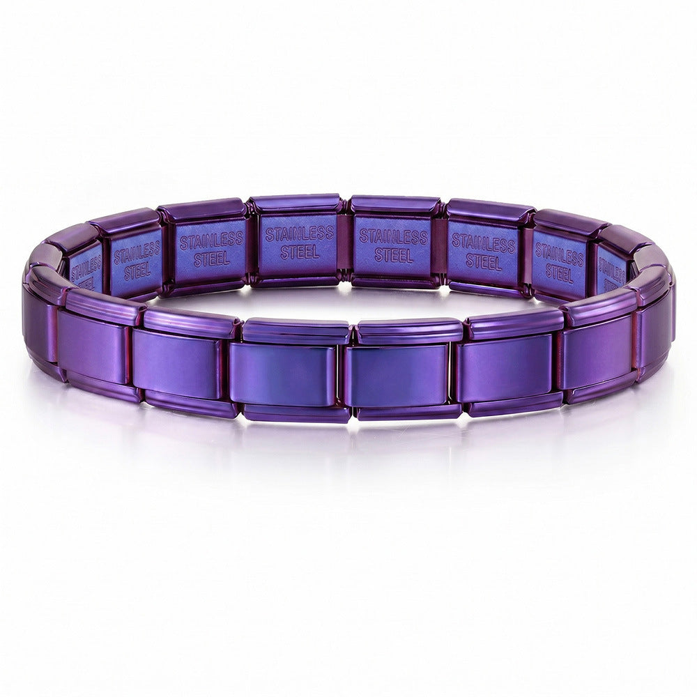 Stainless Steel Vacuum IP Plated Italian Module Bracelet Foundation Elastic Strap Chain Italian Charm