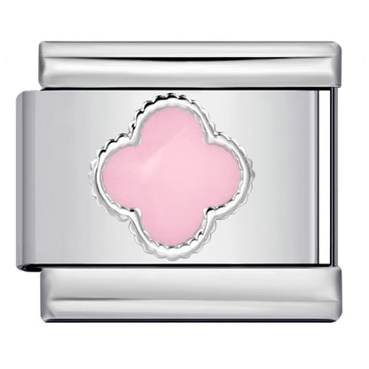 Color Enamel Four Leaf Clover Stainless Steel Italian Charm Links