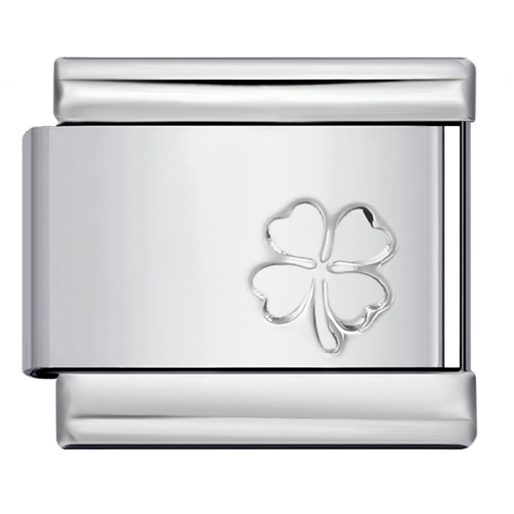 Concave Silver Stamped Stainless Steel Italian Charm Links