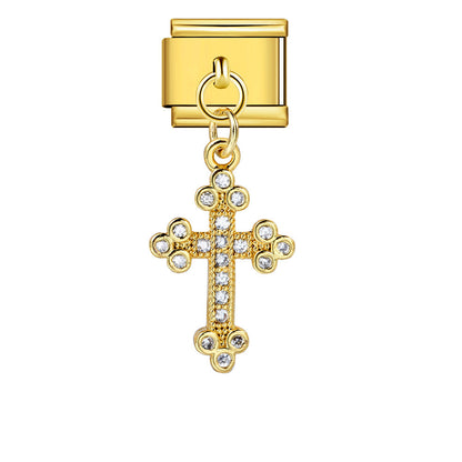 Cross pendant hook style italian modular bracelet diy elastic splicing stainless steel watch band chain accessories
