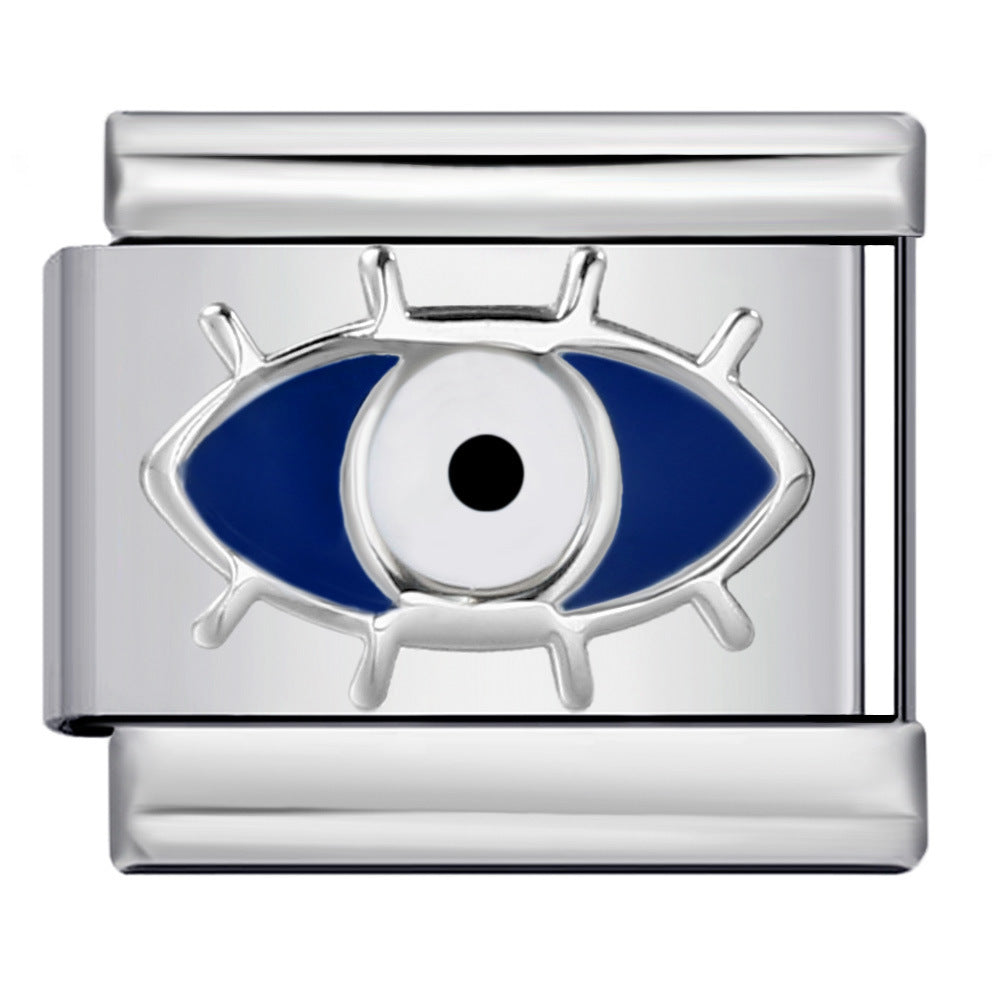 Star Eye Stamped Enamel Italian Charm Stainless Steel