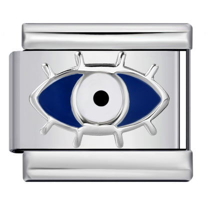 Star Eye Stamped Enamel Italian Charm Stainless Steel