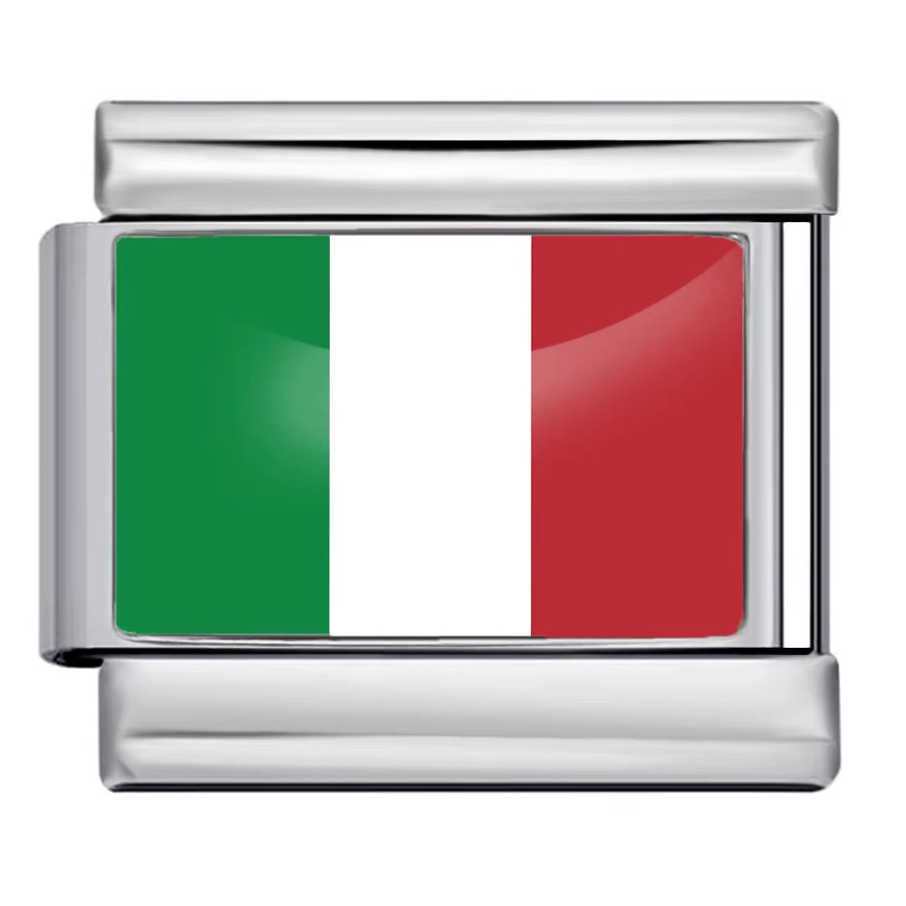 Hot-selling new world flag photo epoxy series stainless steel diy italian module bracelet accessories wholesale