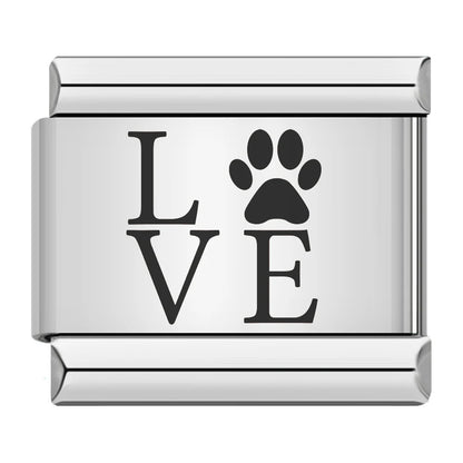 Laser Engraved Cat Paw Dog Stainless Steel Italian Charm Links
