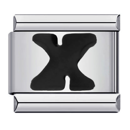 Black Letter Italian Charm Bracelet Stainless Steel