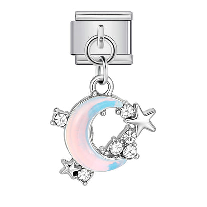 Love flower pendant Italian module bracelet, single hook stainless steel elastic splicing strap chain
