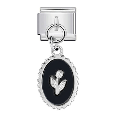 Single hook italian modular bracelet - blue & black pendant with elastic splicing stainless steel watch band chain
