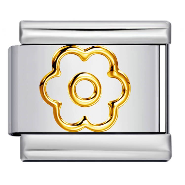 Gold Silver Stamped Pattern Stainless Steel Italian Charm Links