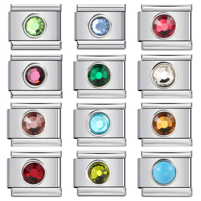 New circle color stone italian module bracelet stainless steel welded diy minimalist fashion bangle watch band chain