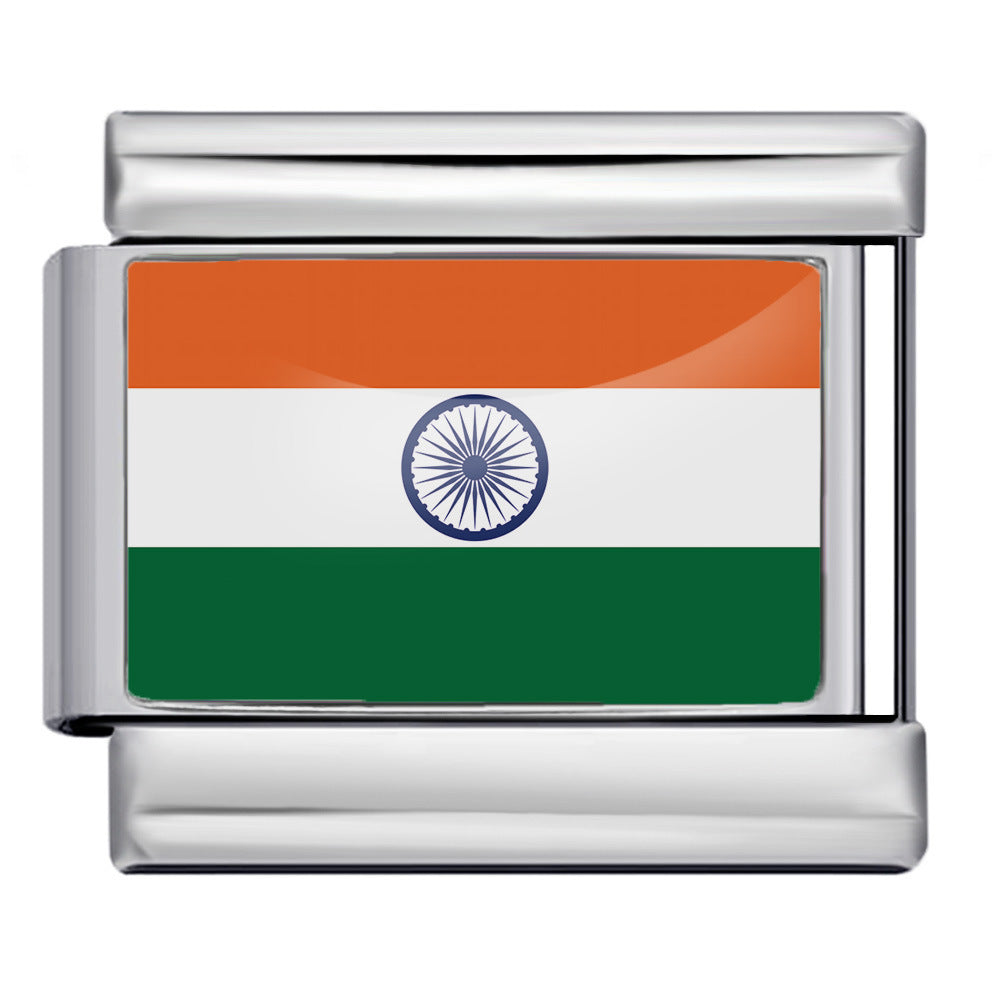Hot-selling new world flag photo epoxy series stainless steel diy italian module bracelet accessories wholesale