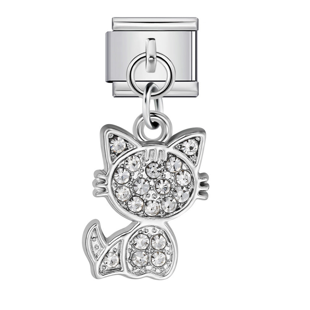 Single Animal Pendant Italian Modular Bracelet, Hook Strap Chain Italian Charm