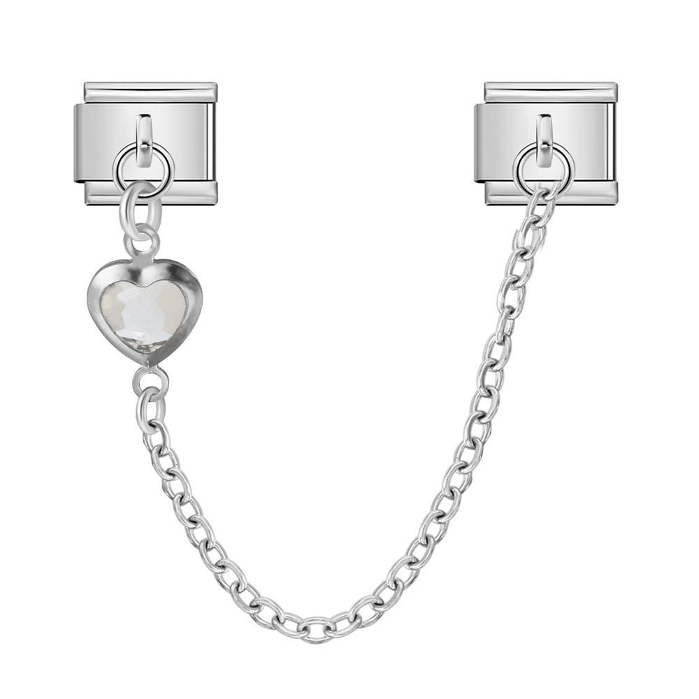Double Hook Heart Pendant Stainless Steel Italian Charm Links