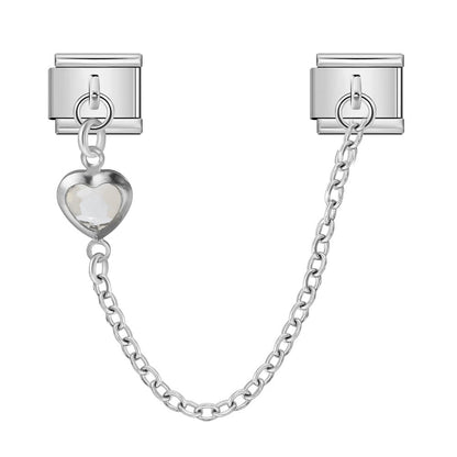 Double Hook Heart Pendant Stainless Steel Italian Charm Links