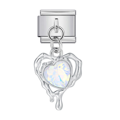 Silver Base Micro Pave Zircon Cute Pendant Italian Charm Links