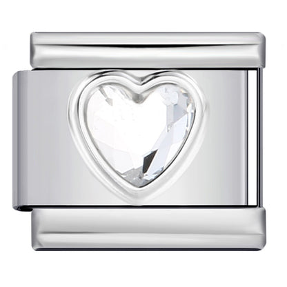 Heart Micro Paved Color Stone Italian Charm Stainless Steel