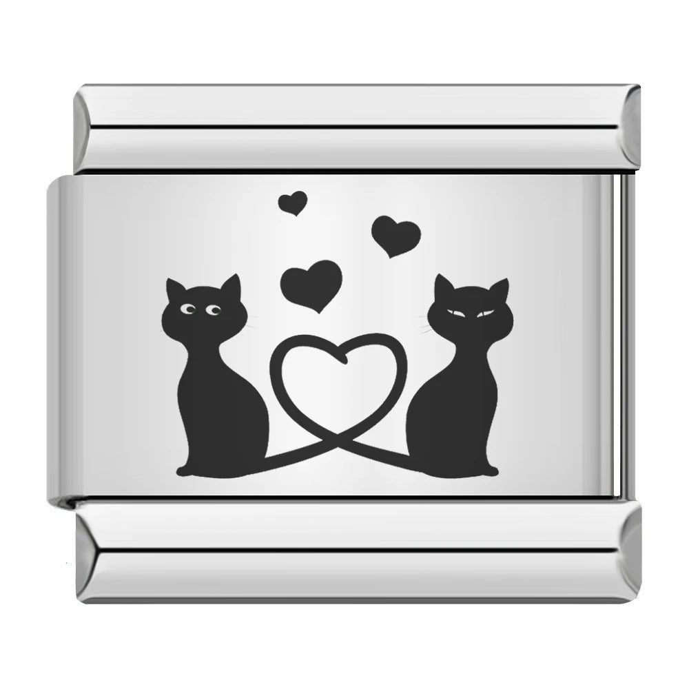Laser Engraved Cat Paw Dog Stainless Steel Italian Charm Links