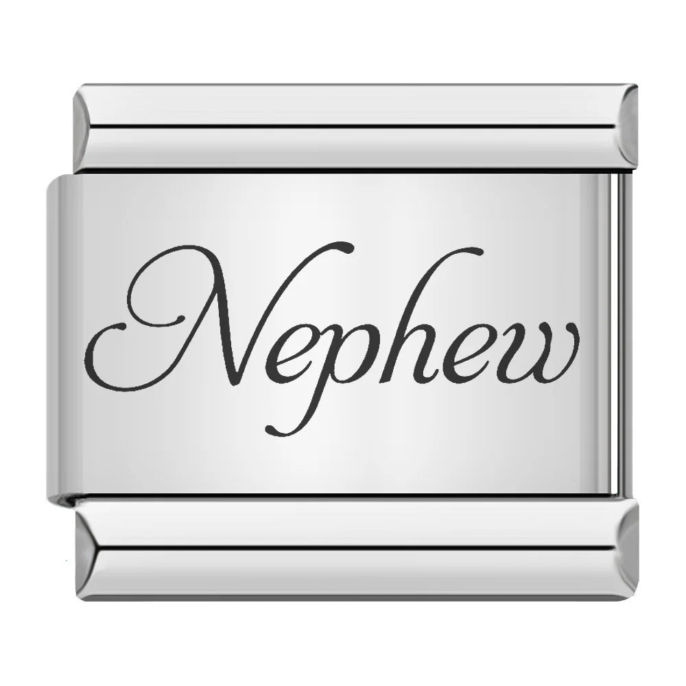 Family series english word pattern italian module bracelet stainless steel laser engraved diy bracelet