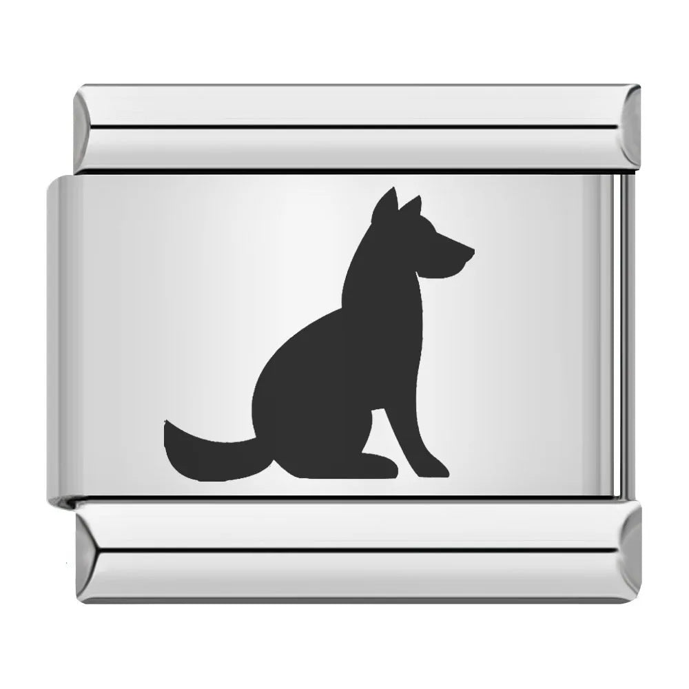 Laser Engraved Cat Paw Dog Stainless Steel Italian Charm Links