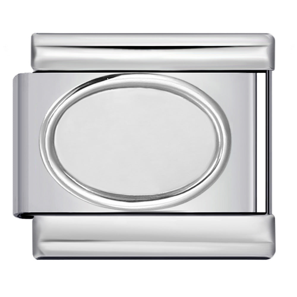 Concave Silver Stamped Stainless Steel Italian Charm Links
