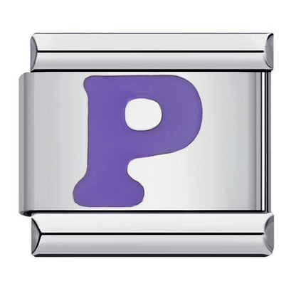 New arrival stainless steel purple english letter diy italian module bracelet italiancharmbracelet