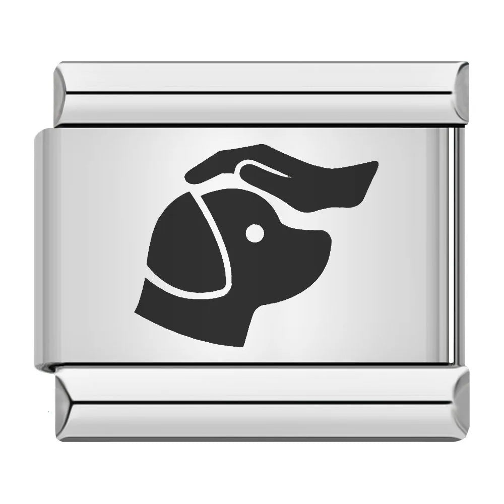 Laser Engraved Cat Paw Dog Stainless Steel Italian Charm Links