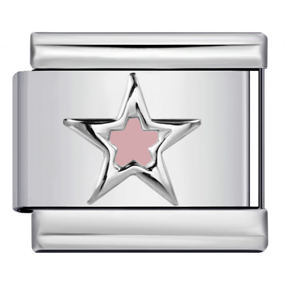 Star Eye Stamped Enamel Italian Charm Stainless Steel
