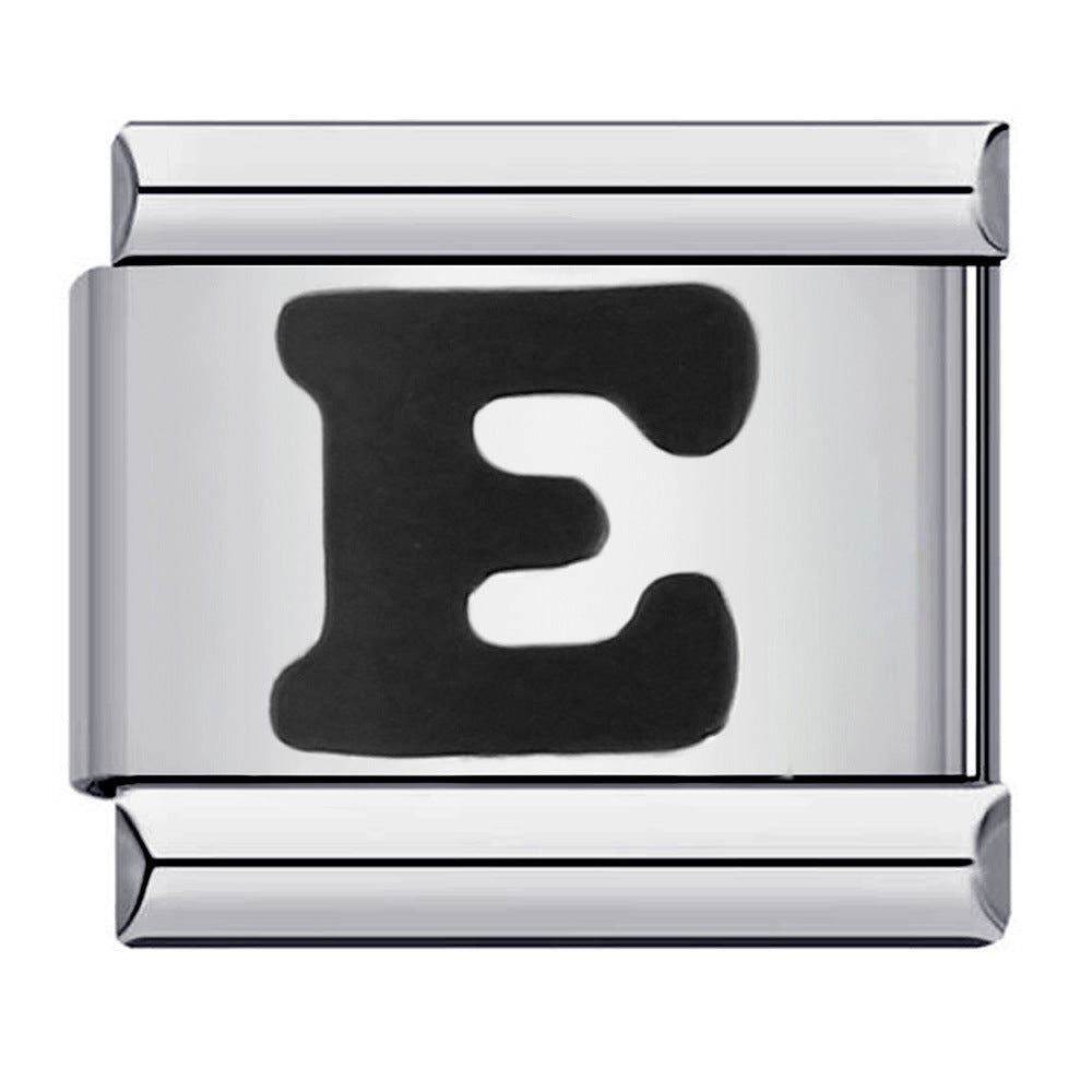 New arrival black english letter diy italian module bracelet italian charm bracelet