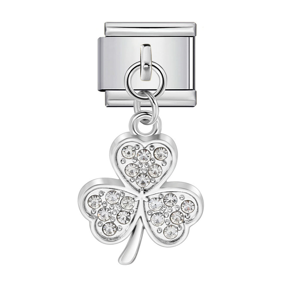 Colorful Heart Moon Bow Pendant Stainless Steel Italian Charm Links