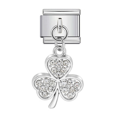 Colorful Heart Moon Bow Pendant Stainless Steel Italian Charm Links