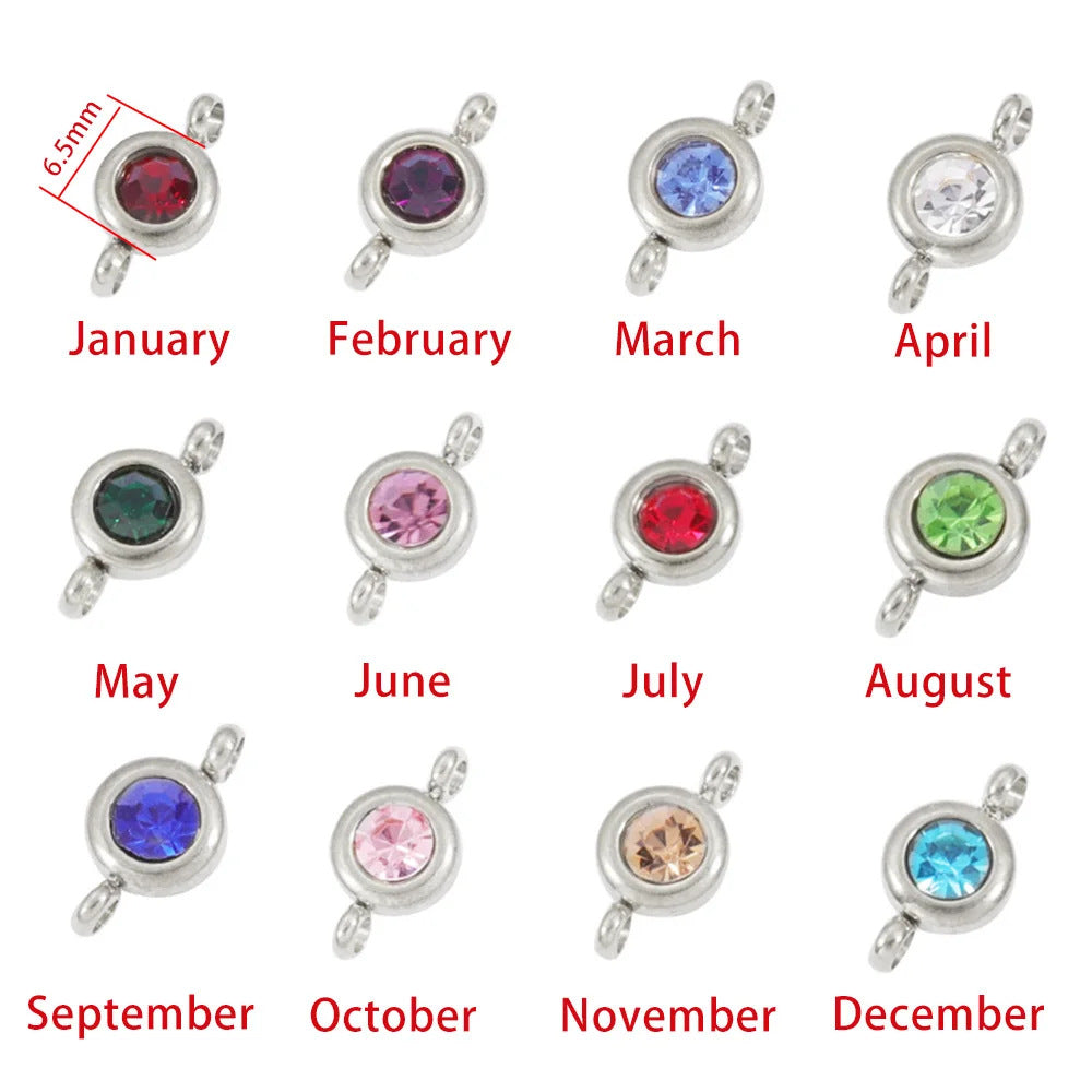 Double hook 12 birthstone Italian module bracelet, creative DIY elastic splicing stainless steel strap chain