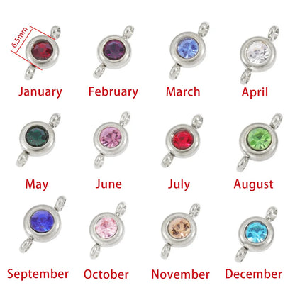 Double hook 12 birthstone Italian module bracelet, creative DIY elastic splicing stainless steel strap chain