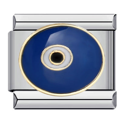 Blue stainless steel welding pattern Italian module bracelet, gold-plated oil drip free combination splicing bracelet