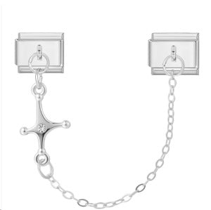 Double Hook Heart Pendant Stainless Steel Italian Charm Links
