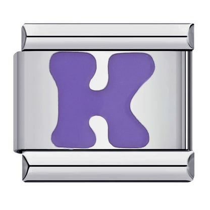 New arrival stainless steel purple english letter diy italian module bracelet italiancharmbracelet
