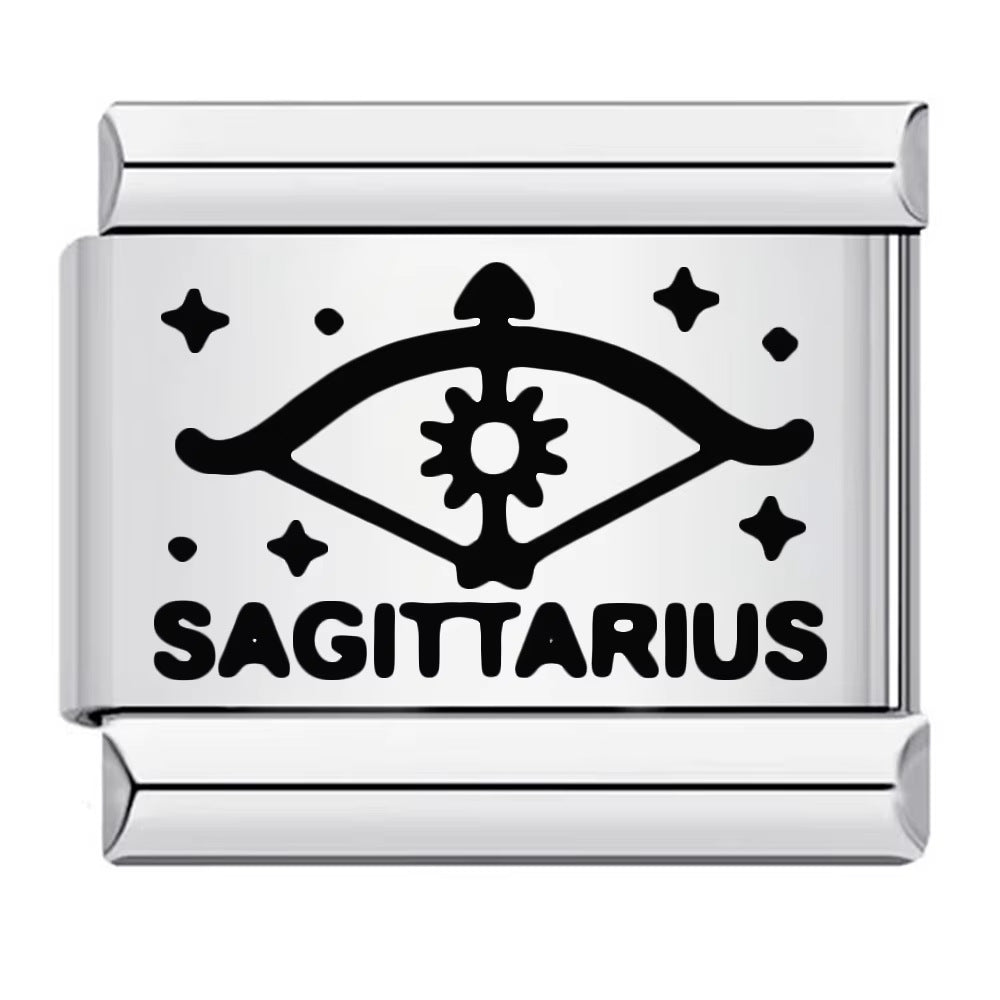 Cross-border hot-selling laser engraved 12 zodiac sign elements stainless steel diy italian modular bracelet bangle accessories