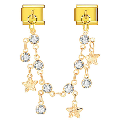 Butterfly and star pendant italian modular bracelet - stainless steel double hook diy stretch bracelet accessories