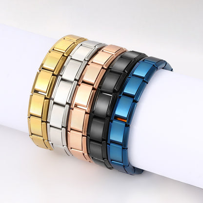 Stainless Steel Vacuum IP Plated Italian Module Bracelet Foundation Elastic Strap Chain Italian Charm
