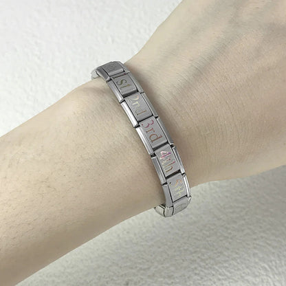 Laser Engraved Date Stainless Steel Italian Charm Links