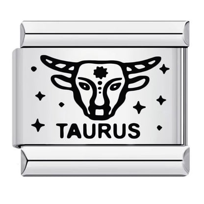 Cross-border hot-selling laser engraved 12 zodiac sign elements stainless steel diy italian modular bracelet bangle accessories