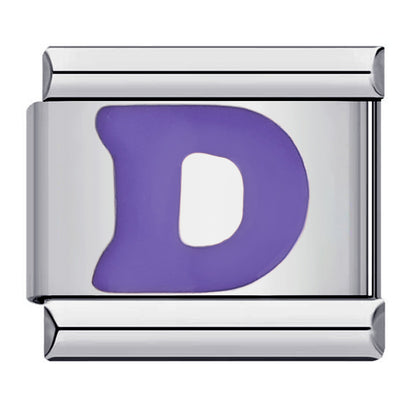 New arrival stainless steel purple english letter diy italian module bracelet italiancharmbracelet