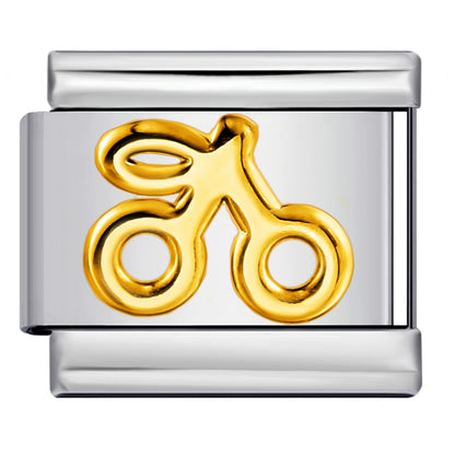 Gold Silver Stamped Pattern Stainless Steel Italian Charm Links