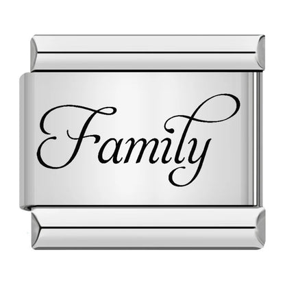 Family series english word pattern italian module bracelet stainless steel laser engraved diy bracelet