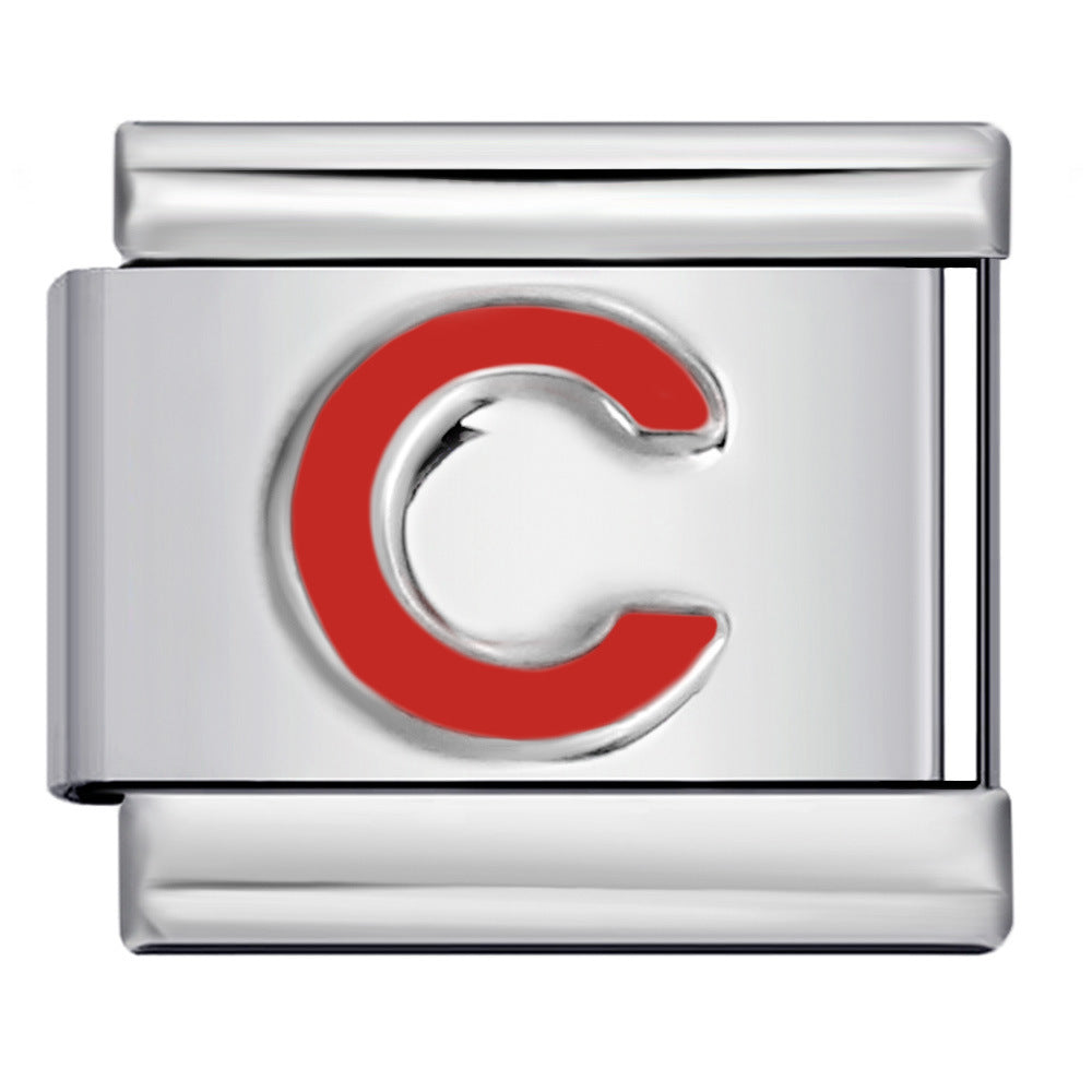 6 Colors Concave Letter Italian Charms Stamped Enamel