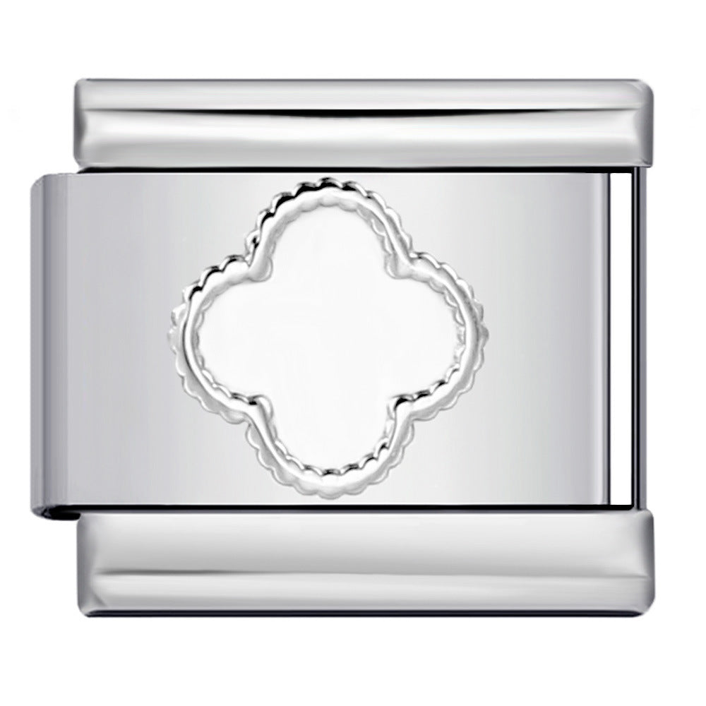 Gold Silver Stamped Pattern Stainless Steel Italian Charm Links