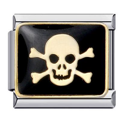 Black gold-plated oil drop cartoon DIY Italian module bracelet, personalized welding pattern stainless steel bracelet