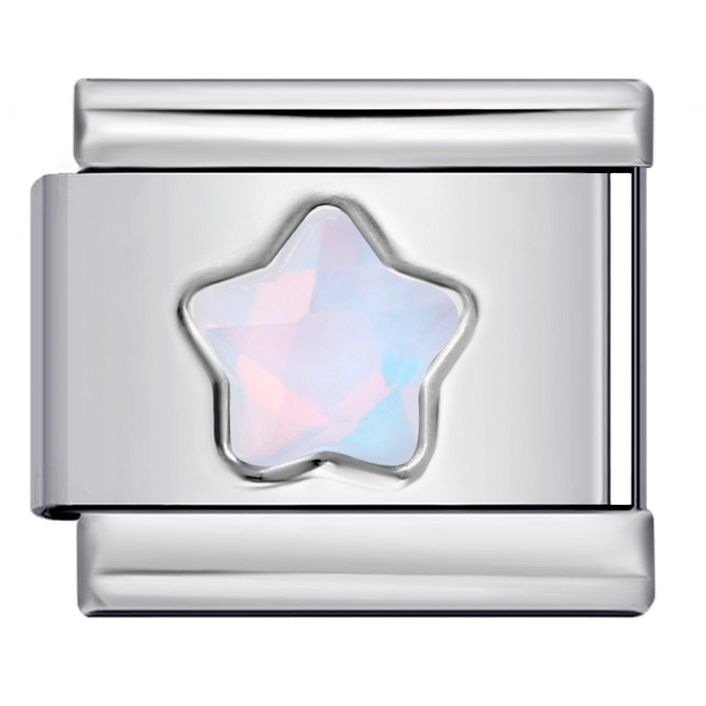 Five Pointed Star Color Rhinestone Birthstone Italian Charm Links