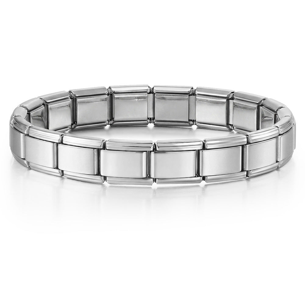 Stainless Steel Vacuum IP Plated Italian Module Bracelet Foundation Elastic Strap Chain Italian Charm